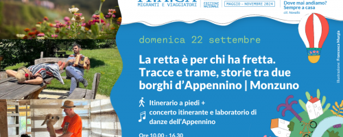 Itinerario a piedi + concerto itinerante e laboratorio di danze dell’Appennino | La retta è per chi ha fretta. Tracce e trame, storie tra due borghi d’Appennino